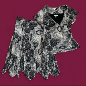 Vintage Fashion Bug Lace Print Two Piece Set